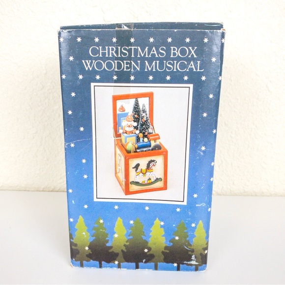 1984 Enesco Vintage Wooden Musical Christmas Toy Box - Picture 7 of 9